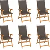 Image de Vidaxl Chaises De Jardin Lot De 6 Avec Coussins Taupe Bois Teck Massif