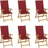 Image de Vidaxl Chaises De Jardin 6 Pcs Avec Coussins Bordeaux Bois De Teck