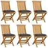 Image de Vidaxl Chaises De Jardin Avec Coussins Anthracite 6 Pcs Bois De Teck