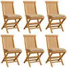 Image de Vidaxl Chaises De Jardin Avec Coussins Beige 6 Pcs Bois De Teck Massif