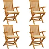 Image de Vidaxl Chaises De Jardin Avec Coussins CrÃ¨me 4 Pcs Bois De Teck Massif