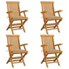 Image de Vidaxl Chaises De Jardin Avec Coussins Beige 4 Pcs Bois De Teck Massif