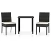 Image de Vidaxl Ensemble De Salle Ã Manger De Jardin 3 Pcs RÃ©sine TressÃ©e Noir
