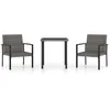 Image de Vidaxl Ensemble De Salle Ã Manger De Jardin 3 Pcs RÃ©sine TressÃ©e Gris