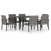 Image de Vidaxl Ensemble De Salle Ã Manger De Jardin 7 Pcs RÃ©sine TressÃ©e Gris