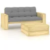 Image de Vidaxl Salon De Jardin 2 Pcs Avec Coussins Bois De Pin ImprÃ©gnÃ©