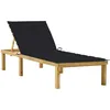 Image de Vidaxl Chaise Longue Avec Coussin Noir Bois De Pin ImprÃ©gnÃ©