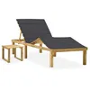 Image de Vidaxl Chaise Longue De Jardin Avec Table Et Coussin Pin ImprÃ©gnÃ©