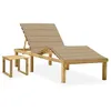 Image de Vidaxl Chaise Longue De Jardin Avec Table Et Coussin Pin ImprÃ©gnÃ©