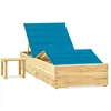 Image de Vidaxl Chaise Longue De Jardin Avec Table Et Coussin Pin ImprÃ©gnÃ©