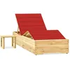 Image de Vidaxl Chaise Longue De Jardin Avec Table Et Coussin Pin ImprÃ©gnÃ©