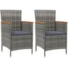 Image de Vidaxl Chaises De Salle Ã Manger De Jardin 2 Pcs RÃ©sine TressÃ©e Gris