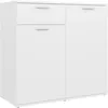 Image de Buffet 80x36x75 cm en bois contreplaquÃ© blanc, 2 portes, 1 tiroir, design minimaliste