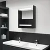 Image de vidaXL Armoire de salle de bain Ã  miroir LED noir brillant 50x14x60 cm
