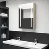 Image de vidaXL Armoire de salle de bain Ã  miroir LED blanc et chÃªne 50x13x70cm