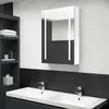 Image de vidaXL Armoire de salle de bain Ã  miroir LED Blanc brillant 50x13x70cm