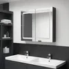 Image de vidaXL Armoire de salle de bain Ã  miroir LED Noir brillant 80x12x68 cm