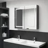 Image de Cabinet de Salle de Bain LED 3 ÃtagÃ¨res Montage Mural Ultra-Fin 12 cm 80x12x68 cm