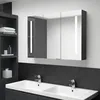 Image de Cabinet de Miroir de Salle de Bain LED Bandes LED Doubles 3 ÃtagÃ¨res Rangement 89x14x62 cm