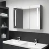 Image de vidaXL Armoire de salle de bain Ã  miroir LED 89x14x62 cm Gris
