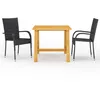 Image de Vidaxl Ensemble De Salle Ã Manger De Jardin 3 Pcs Noir