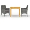 Image de Vidaxl Ensemble De Salle Ã Manger De Jardin 3 Pcs Gris
