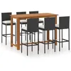 Image de vidaXL Ensemble de bar de jardin avec coussins 7 pcs Noir