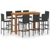 Image de vidaXL Ensemble de bar de jardin avec coussins 9 pcs Noir