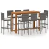 Image de vidaXL Ensemble de bar de jardin avec coussins 9 pcs Gris