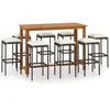 Image de Vidaxl Ensemble De Bar De Jardin Avec Coussins 9 Pcs Marron