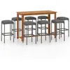 Image de vidaXL Ensemble de bar de jardin avec coussins 9 pcs Gris