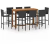 Image de vidaXL Ensemble de bar de jardin 9 pcs Noir