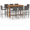 Image de vidaXL Ensemble de bar de jardin 9 pcs Gris