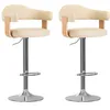 Image de Lot de 2 tabourets de bar rÃ©glables et pivotants en similicuir crÃ¨me avec repose-pieds