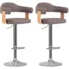 Image de Vidaxl Tabourets De Bar 2 Pcs Taupe Bois CourbÃ© Et Tissu
