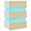Image de vidaXL Table de chevet LED Blanc et chÃªne sonoma 45x35x67 cm AgglomÃ©rÃ©
