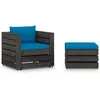Image de Vidaxl Salon De Jardin 2 Pcs Avec Coussins Bois ImprÃ©gnÃ© De Gris