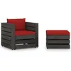 Image de Vidaxl Salon De Jardin 2 Pcs Avec Coussins Bois ImprÃ©gnÃ© De Gris