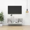 Image de vidaXL Meuble TV mural Blanc 37x37x107 cm AgglomÃ©rÃ©