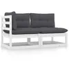 Image de Vidaxl Salon De Jardin 2 Pcs Avec Coussins Blanc Bois De Pin Massif