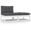 Image de Vidaxl Salon De Jardin 2 Pcs Avec Coussins Blanc Bois De Pin Massif