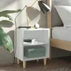 Image de vidaXL Table de chevet avec pieds en bois massif Blanc 40x30x50 cm