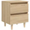 Image de Cabinet de Lit avec Pieds en Pin Massif 2 Tiroirs ChÃªne Sonoma 40x35x50 cm