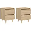 Image de Vidaxl Tables De Chevet Pieds En Pin 2 Pcs ChÃªne Sonoma 40x35x50 Cm