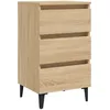 Image de vidaXL Table de chevet avec pieds en mÃ©tal ChÃªne sonoma 40x35x69 cm