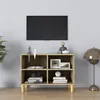 Image de vidaXL Meuble TV avec pieds en bois massif ChÃªne sonoma 69,5x30x50 cm
