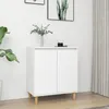 Image de vidaXL Buffet avec pieds en bois massif blanc bois d'ingÃ©nierie