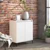 Image de Buffet 60 x 35 x 70 cm bois contreplaquÃ© blanc Pieds en mÃ©tal 2 portes Style industriel