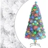 Image de vidaXL Arbre de NoÃ«l artificiel prÃ©-Ã©clairÃ© blanc 120 cm fibre optique