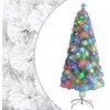Image de vidaXL Arbre de NoÃ«l artificiel prÃ©-Ã©clairÃ© blanc 150 cm fibre optique